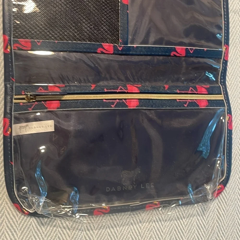 Dabney Lee Navy and Pink Flamingos Hanging Travel case New Without Tags Tropical
